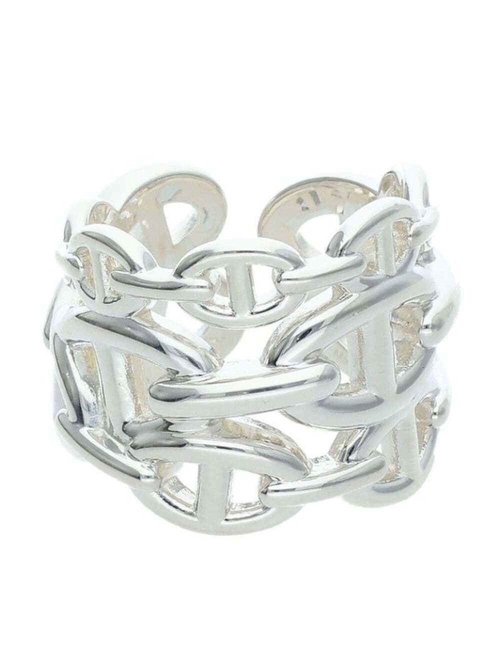 Hermes Chaine D'ancre Enchainee GM Silver Ring